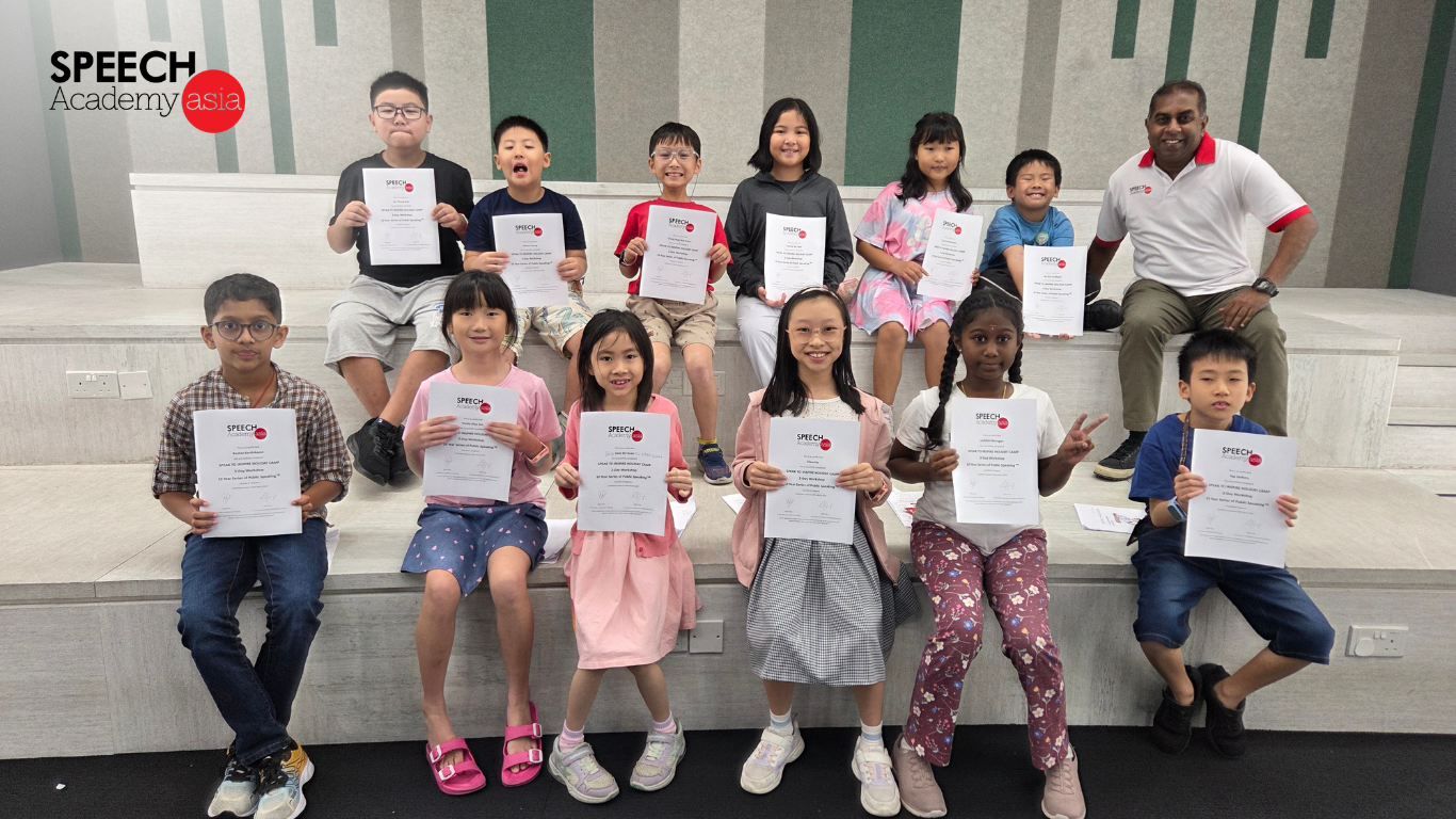 Children participating in Speech Academy Asia June holiday camps and workshops in Singapore